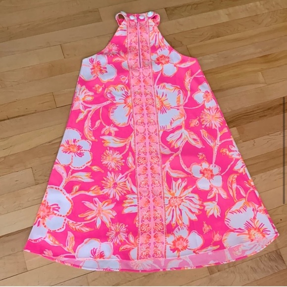 Lilly Pulitzer Alli Prosecco Pink Floral Halter Swing Dress - Picture 5 of 14